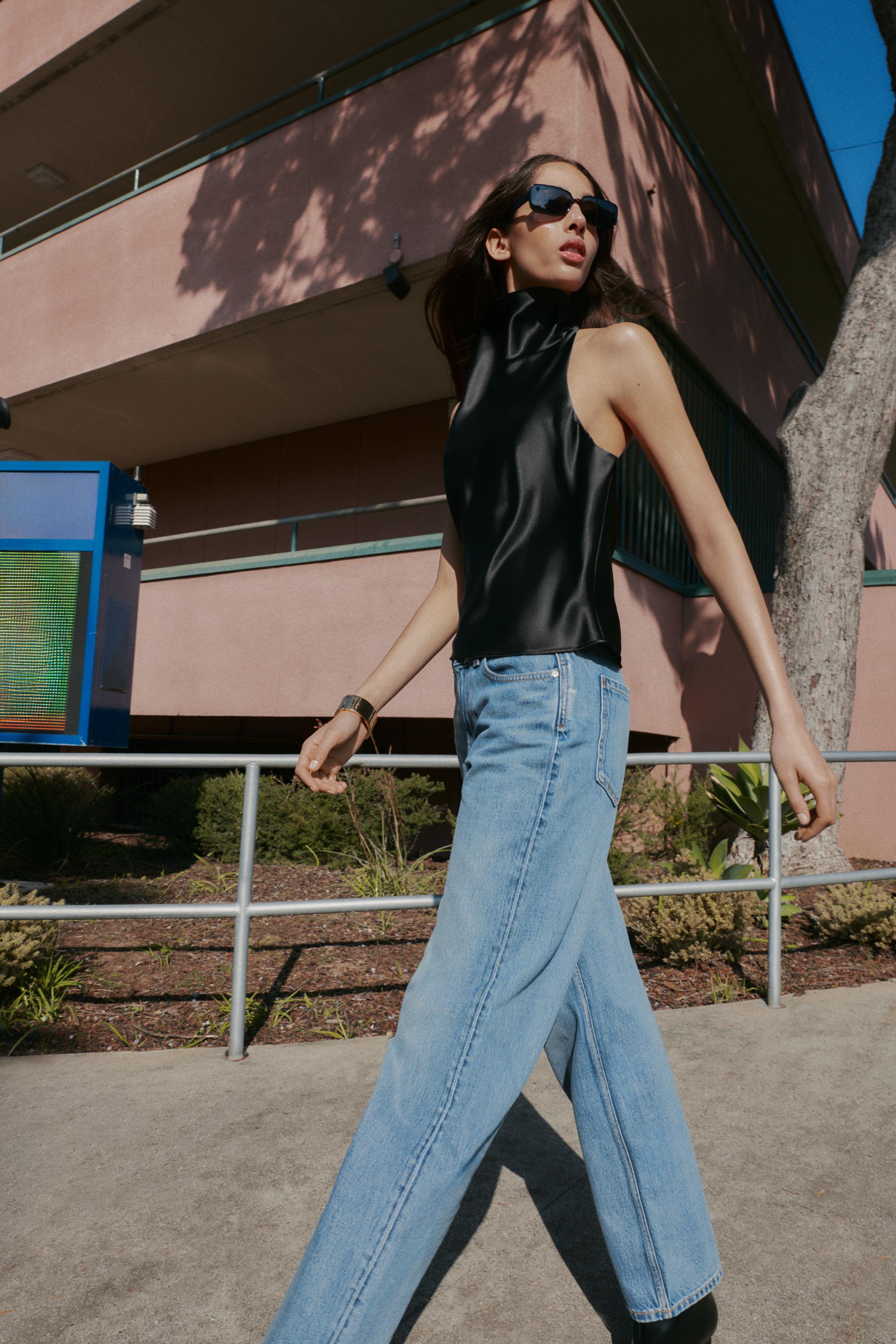 SATIN EFFECT HALTER TOP